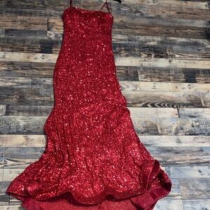 B Darlin Red Sequin Prom Dress